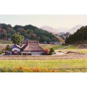絵画 油絵 竹内敏彦 肉筆油絵 風景画 山麓の民家 F10 : アートフジ