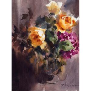 絵画 額装絵画 ピエール・オーギュスト・ルノワール 「花持つ