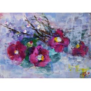 西房浩二 「上高地・新緑」 水彩8号大（35×50cm） 額付き : 一枚の繪