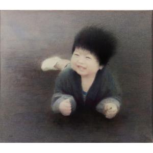 佐々木英子 「初めての海」 水彩・木炭10号大（44.6×52.0cm）｜ichimainoe