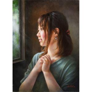 長岡 卓 「新緑の水面（大分県国東半島）」 油彩F6号 : 一枚の繪