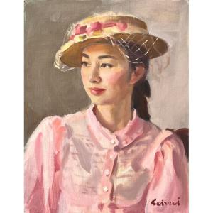 いわさきちひろ 「チューリップのある少女像」 リトグラフ 真作