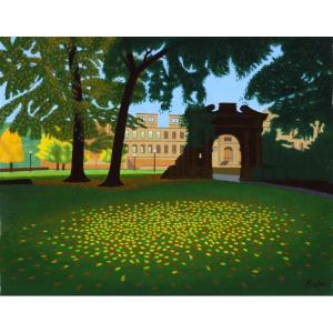 ドイツ 風景画 絵画 水彩画 内藤謙一 「ハイデルベルク・2」 額付き