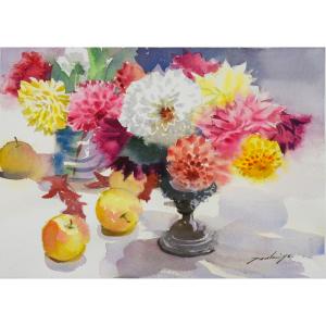 蛯子真理央 「窓と花」 油彩F4号 額付き : 一枚の繪Yahoo!店