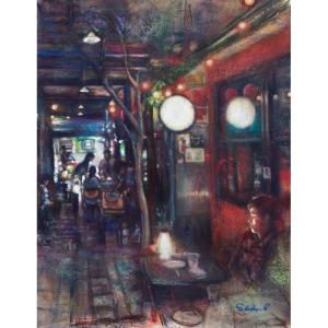 西房浩二 「上高地・新緑」 水彩8号大（35×50cm） 額付き : 一枚の繪