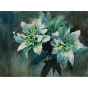 【鈴木 清 水彩画 風景画 】笛を吹く少女 鈴木 清 水彩画 風景画 】笛を吹く少女