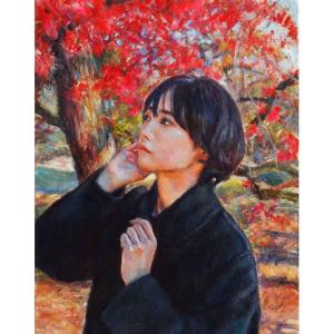 杉本雅士 「春の庭」 油彩F10号 額付き : 一枚の繪Yahoo!店 - 通販