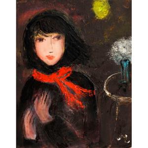 長岡 卓 「新緑の水面（大分県国東半島）」 油彩F6号 : 一枚の繪