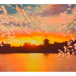 長岡 卓 「新緑の水面（大分県国東半島）」 油彩F6号 : 一枚の繪