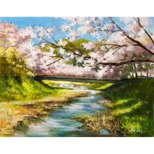 森下一夫画伯 水彩画 大東市の野崎観音の風景 1988年　箱入り 長岡 卓 「新緑の水面（大分県国東半島）」 油彩F6号 : 一枚の繪