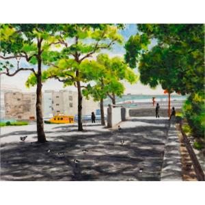 小林幸三「神戸港」油絵・油彩画 F6 (6号) 絵画 肉筆 手描き