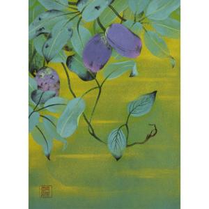 掛け軸 掛軸 南天に雀（出口 華凰） 花鳥画 冬物掛軸 日本画 全国送料