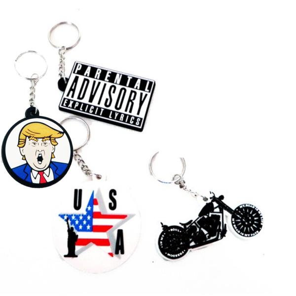 ラバーキーチェーン アメリカ PARENTAL ADVISORY/トランプ/NIRVANA/ROUT...