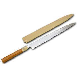 包丁 堺一文字光秀 白撰鋼本焼 ふぐ引き包丁240mm サヤ付き【名入れ