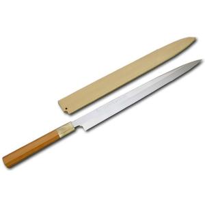 包丁　堺一文字光秀  白撰鋼本焼鏡面仕上　ふぐ引き包丁270mm サヤ付き【名入れ即日可能】 包丁 送料無料 本刃付け無料 ギフト包装無料｜ichimonji