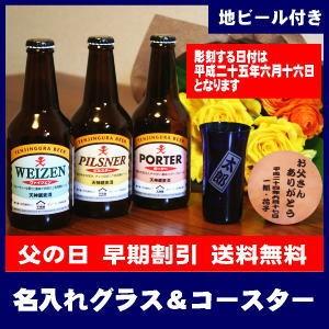 名入れ彫刻グラス＆皮製コースター付き！静岡の地ビールギフトセット[X-3]【オリジナルラベル】【蔵元...