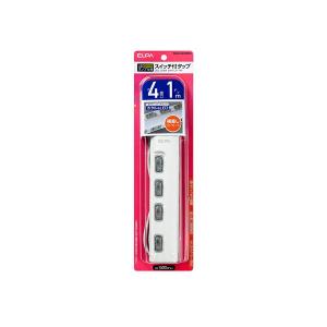 ELPA（エルパ） LEDランプ スイッチ付タップ4P1m横 WLS-LY41EB（W） WLS-LY41EB（W）｜ichinennet-plus