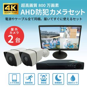 Broadwatch(ブロードウォッチ):屋外型4K対応防犯カメラ(2台)・録画機(HDD2TB)・21インチモニターセット｜ichinennet-plus