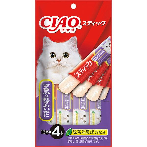 いなばペットフード:CIAO スティック ささみ&amp;紅ずわいがに 15g 4本入 TSC-124 猫 ...