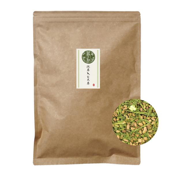 抹茶入玄米茶 500g 日本茶 茶葉 国産米 国産抹茶 伊勢番茶使用 チャック付袋詰 緑茶 業務用 ...