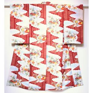 fu3215 アンティーク振袖 薄緑の地色 レトロで大正ロマンの雰囲気