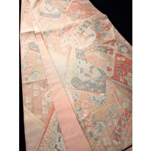 アンティーク帯 名古屋帯 絽 唐織 夏帯 桔梗 萩 菊 撫子 霞 サーモン