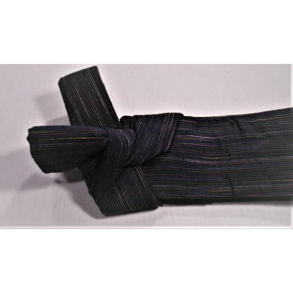 ワンタッチ　メンズ角帯　一力帯　神田結び　帯幅８０ｍｍ　濃紺　遠州紬