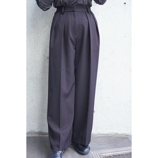 Dignite Collier|ディニテコリエ ツイル ストレッチ ワイドパンツ レディース 大人カ...