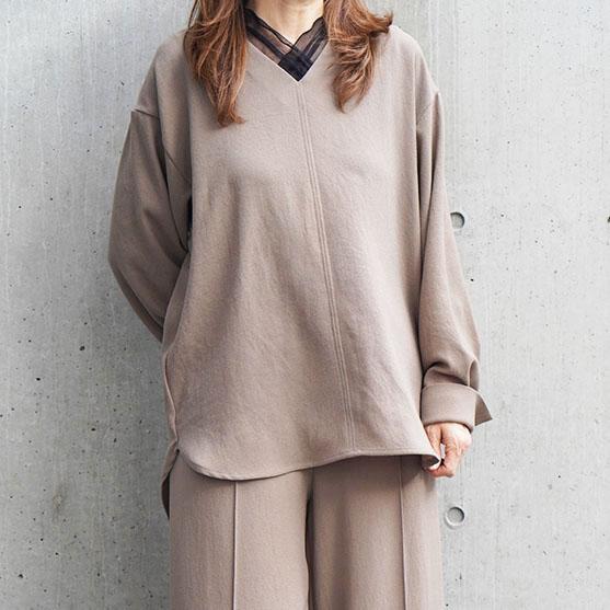 dignite collier ディニテコリエ レディースVネックプルオーバー ブラウス オールシー...