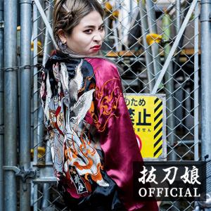 抜刀娘 月光決闘リバーシブルスカジャン 243023 和柄 サテン