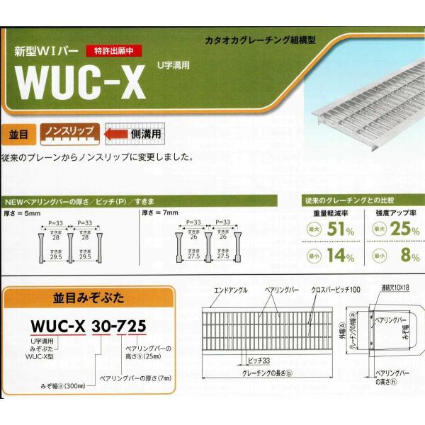 U字溝180mm用グレーチング　普通目　ノンスリップ　スチール製　適用荷重　T-14 WUC-X 1...