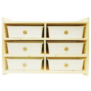 おもちゃ箱 W82 6BOX 白 完成品 こども ベビー 整理 片付け 木製 無垢材 多目的 収納 ラック シェルフ 薄型 シンプル 安全 無塗装 日本製