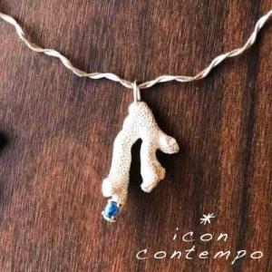 SV925 ブルーサファイア バフトップカット ペンダント 箸置き 珊瑚象り彫刻 ペーパーウェイト