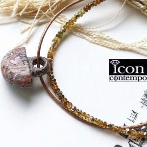 SV925キノコ彫刻レオパードスキンジャスパーペンダント トルマリン(カーキグリーン)ネックレス セ...