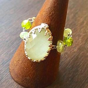 SV925 ライムサファイア 大粒 キャッツアイ クリソベリル リング ペリドット 指輪 チェーンリ...