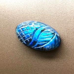 ラブラドライト 彫刻 リーフ 切子 ルース カービング 大粒29.4mm ラティスの風