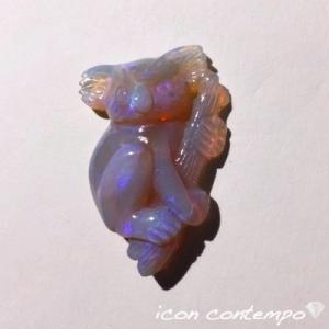 オパール コアラ彫刻 ルース 大粒28.6ct オーストラリア産 カービング プレシャスオパール s...