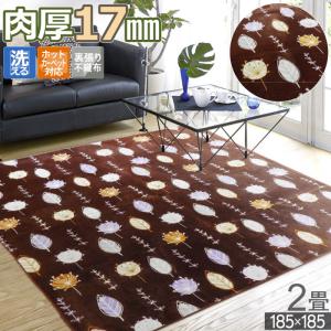 ラグ 2畳 185×185cm 洗える ホットカーペット対応 丸洗い こたつ敷き