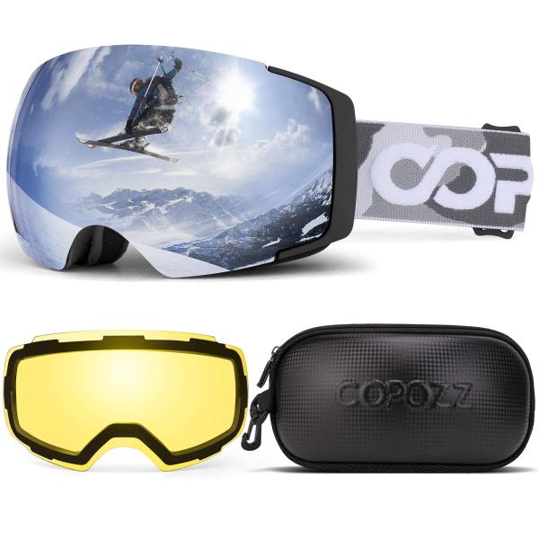 Copozz Polarized Adult Ski Gogglesセット-M1磁気レンズスノーボー...