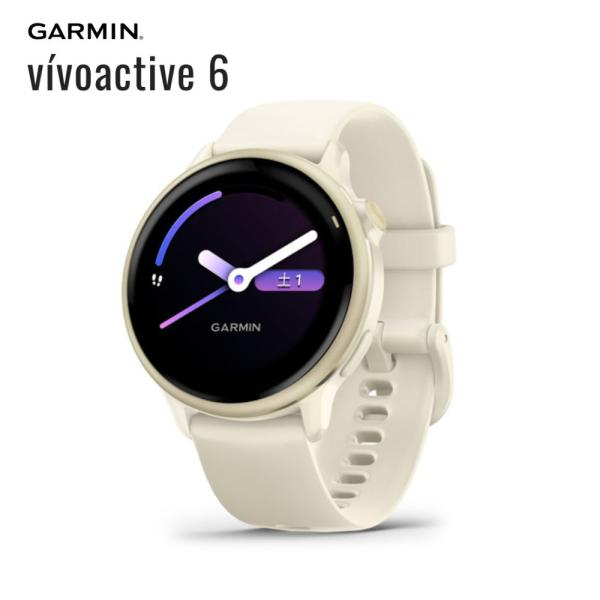 ガーミン vivoactive 6 Bone/Lunar Gold GPS スマートウォッチ GAR...