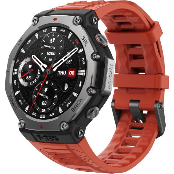 液晶保護フィルム付き Amazfit T-Rex 3 48mm ラバ  スマートウォッチ アウトドア...