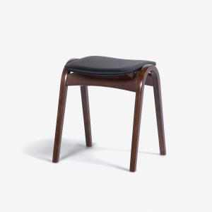 秋田木工 スツール No.202 ブナ材ウォールナット色 張地PVCレッド色