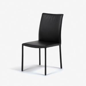 大塚家具 IDC 2020年製 ダイニングチェア 2脚セット ブラック モダン 大塚家具 ダイニングチェア「ルッソ」総革張り ブラック色【※AR対応