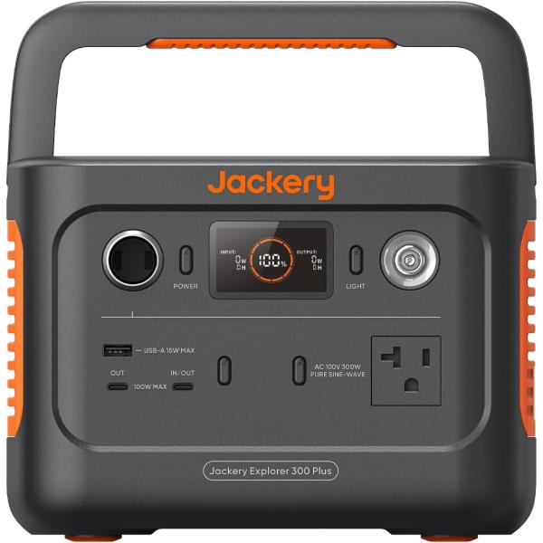 Jackery ポータブル電源 300 Plus リン酸鉄 288Wh/300W 家庭 アウトドア ...