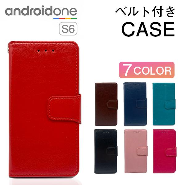 Android One S6 ケース 手帳型 おしゃれ 耐衝撃 ベルト付き カラフル アンドロイドワ...