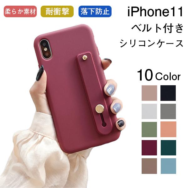 iPhone11 ケース 韓国 シリコン おしゃれ ベルト付き スマホケース カラフル カバー iP...