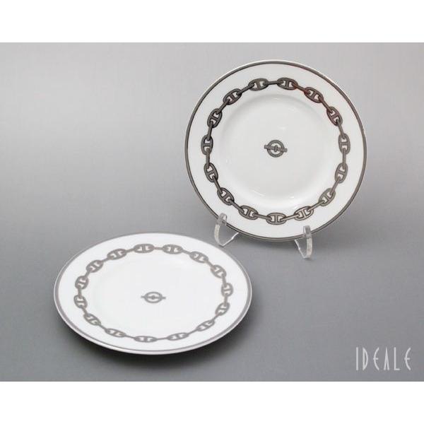 エルメス HERMES シェーヌダンクル プラチナ 4112 プレート 16cm ペア 新生活応援 ...