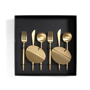 クチポール ムーンマット ゴールド デザートセット + カトラリーレストゴールド 8点セット ギフトボックス入り 正規店 カトラリー 結婚祝い セール 爆買
