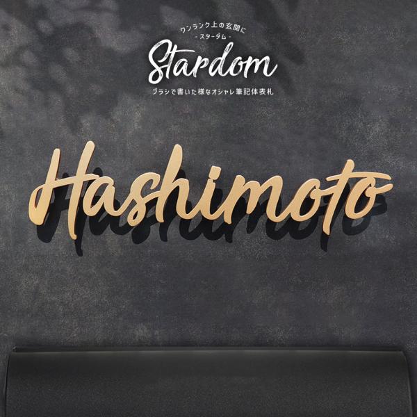 表札 ステンレス おしゃれ 戸建て アイアン ローマ字 筆記体 切り文字 ゴールド 黒 ブラック 二...