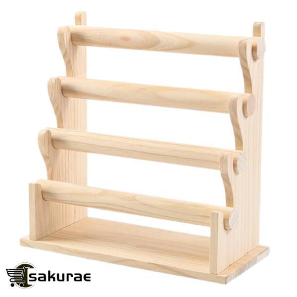 4 ティア 木製ブレスレットスタンド ブレスレットホルダー ブレスレット ヘアタイ ディスプレイスタ...